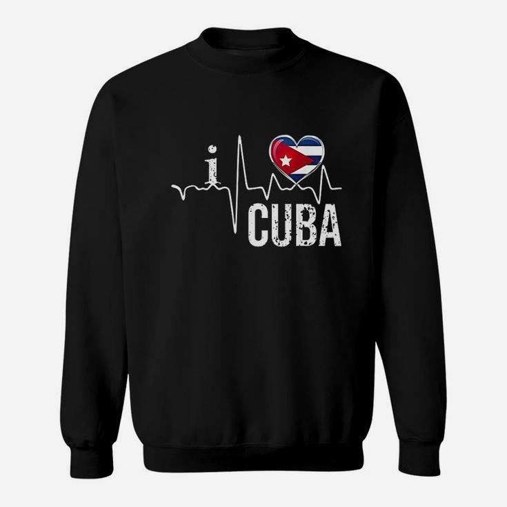 I Love Cuba Heartbeat Flag Sweatshirt