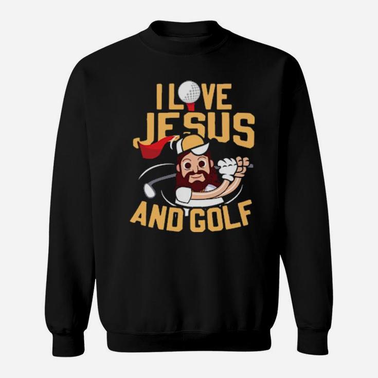 I Love Jesus And Golf Christian Cartoon Sports Beard Sweatshirt