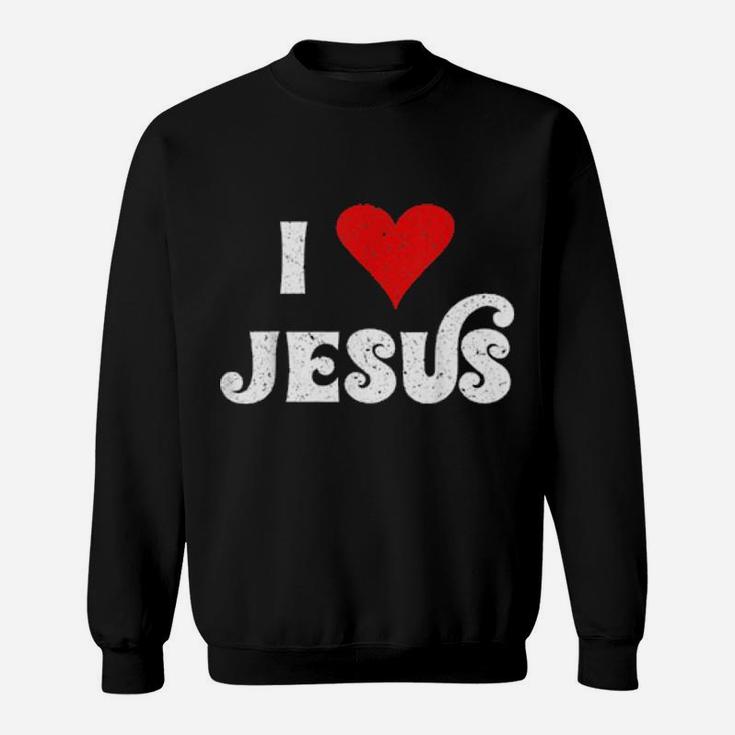 I Love Jesus Christian Faith Vintage 70S Heart Sweatshirt