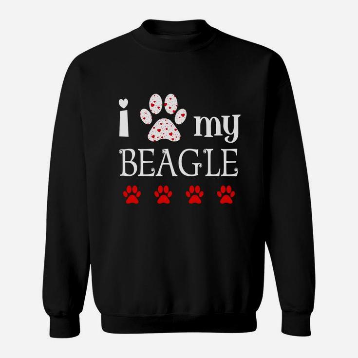 I Love My Beagle Event Happy Valentines Day Paw Prints Sweatshirt