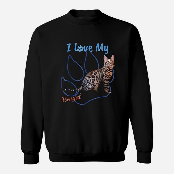 I Love My Bengal Best Cat Lover Paw Print Sweatshirt