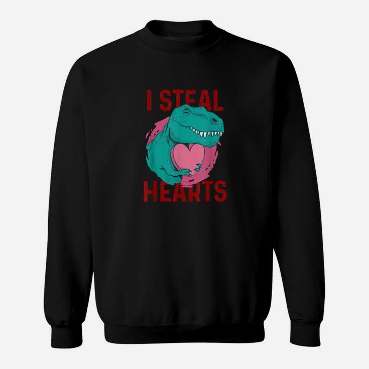 I Steal Hearts Valentines Day Cute Dinosaur T Rex Sweatshirt