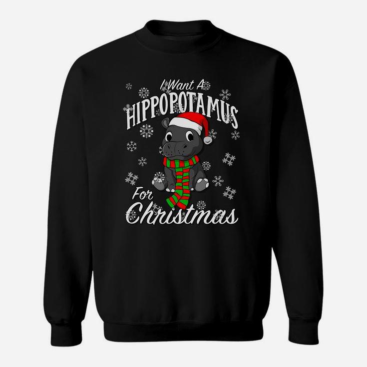 I Want A Hippopotamus For Christmas Sweatshirt | Xmas Hippo Sweatshirt