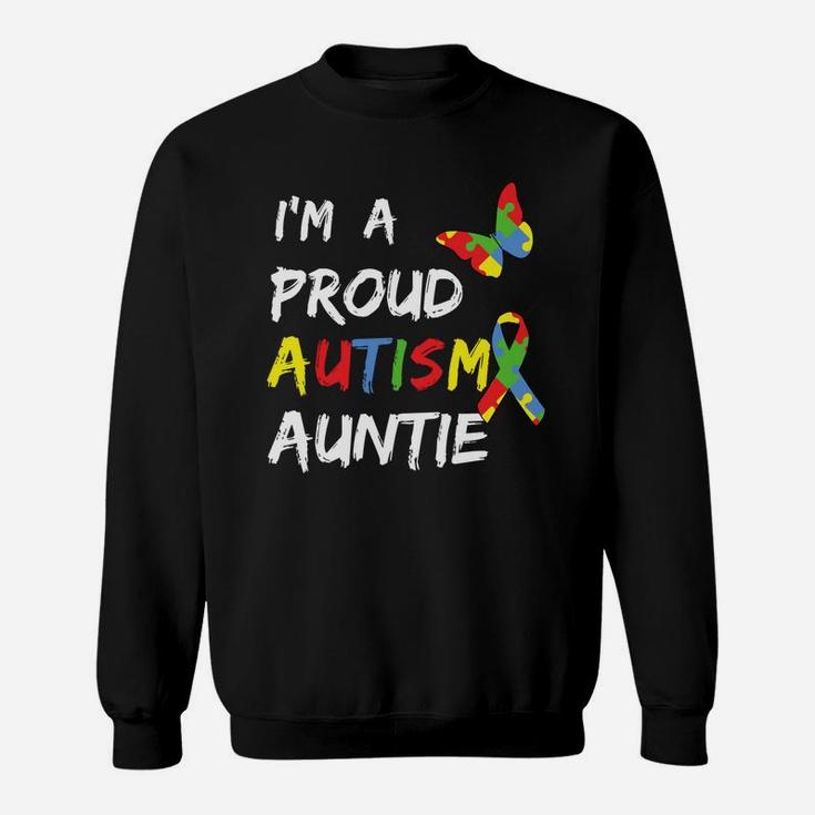 I'm A Proud Autism Auntie Awareness Puzzle Ribbon Aunt Sweatshirt