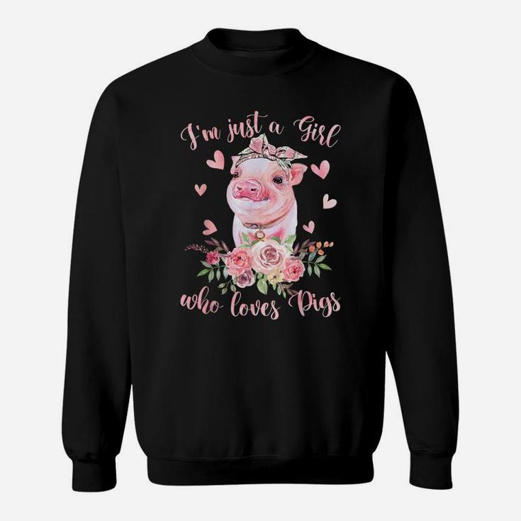 I'm Just A Girl Who Loves Pigs Flower Country Farmer Girl Sweatshirt