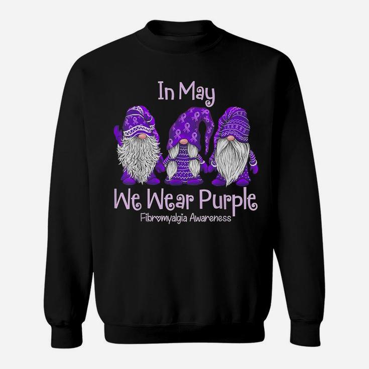In May We Wear Purple For Fibromyalgia Awareness Gnome Sweatshirt
