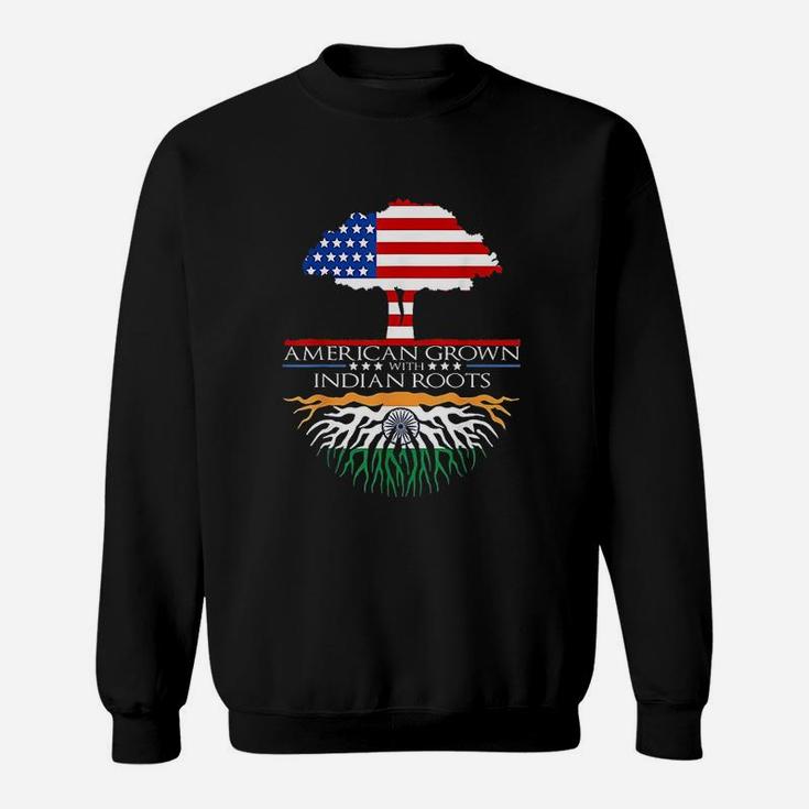 Indian Roots American Grown Tree Flag Usa India Asian Sweatshirt
