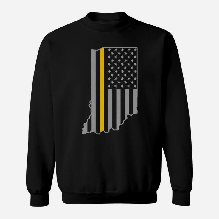Indiana Thin Gold Line Flag Police Operator 911 Dispatcher Sweatshirt