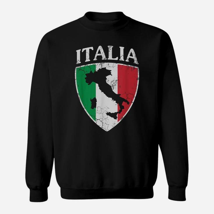 Italia Crest Map Italy Italian Flag Retro Distressed Sweatshirt