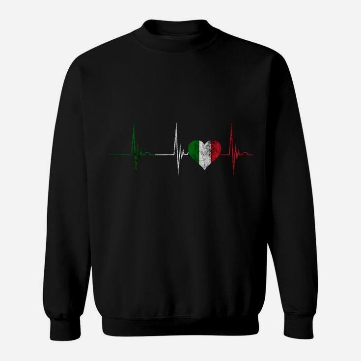 Italy Heart Italian Heartbeat Ekg Pulse Italiano Italia Sweatshirt