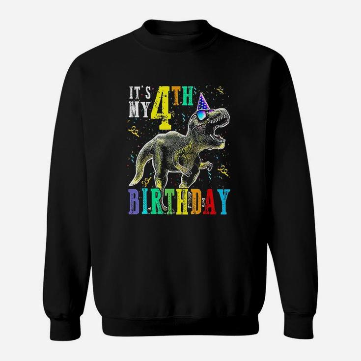 Its My 4Th Birthday Happy 4 Year Dinosaur Sweatshirt