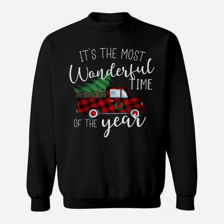 It's The Most Wonderful Time Of The Year Plaid Truck Gift Sweatshirt