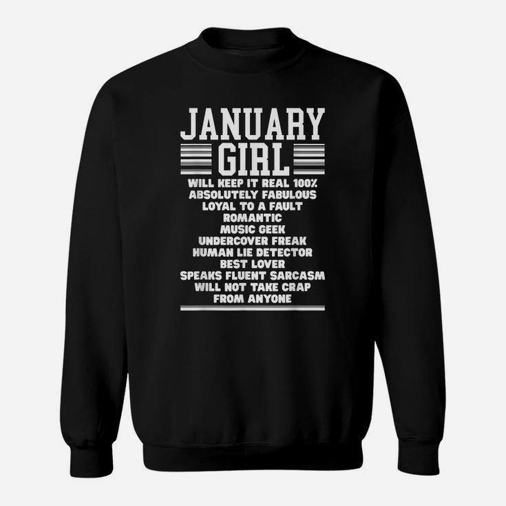 January Girl Facts Gift Funny Birthday Gifts Queen Girls Sweatshirt