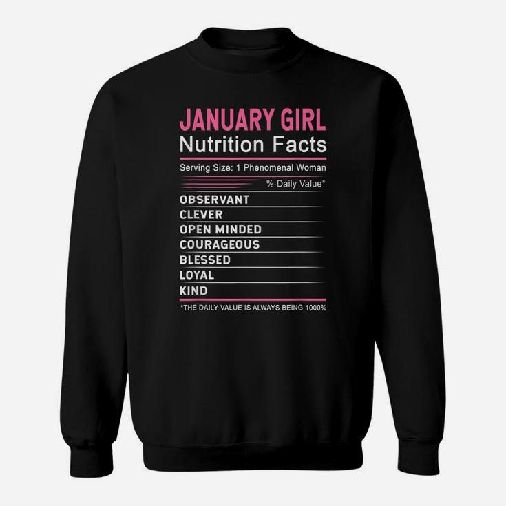 January Girl Nutrition Fact January Capricorn Birthday Gift Sweatshirt