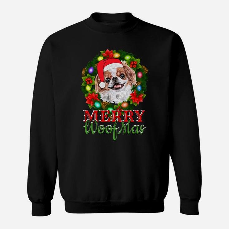 Japanese Chin Christmas Merry Woofmas Dog Lover Gift Sweatshirt Sweatshirt
