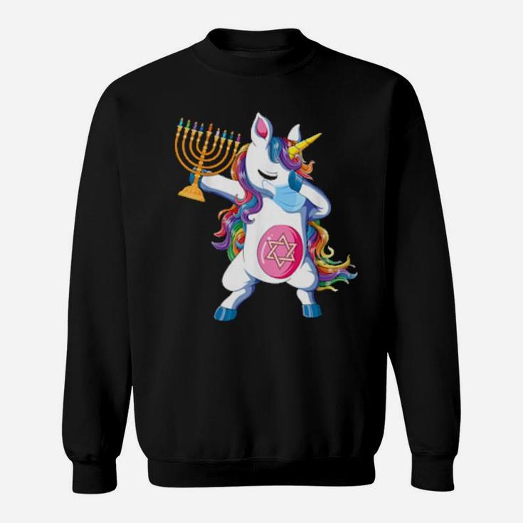 Jewnicorn Hanukkah Unicorn Girl Sweatshirt
