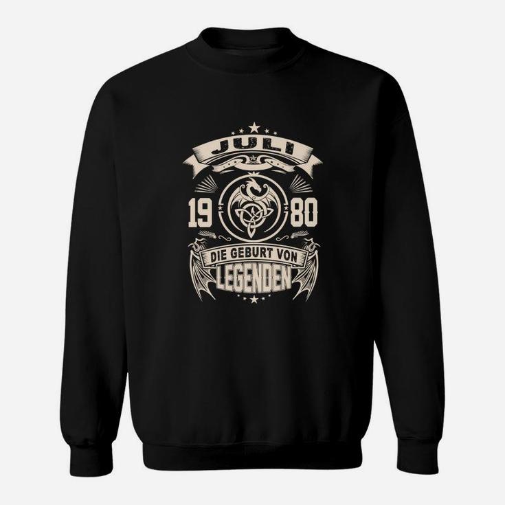 Juli 1980 Legenden Geburtstag Sweatshirt, Jahrgang Retro Design