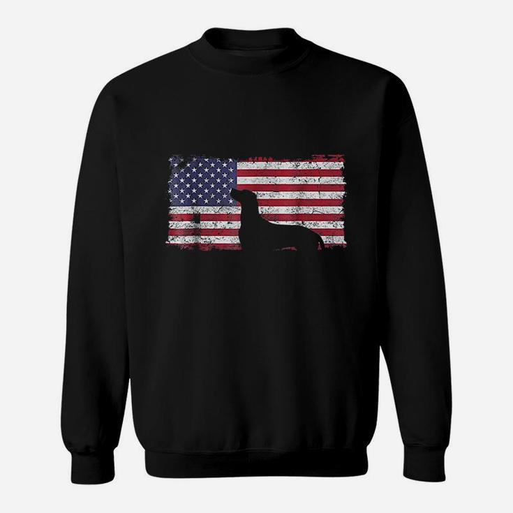 July Vizsla Dog American Flag Sweatshirt