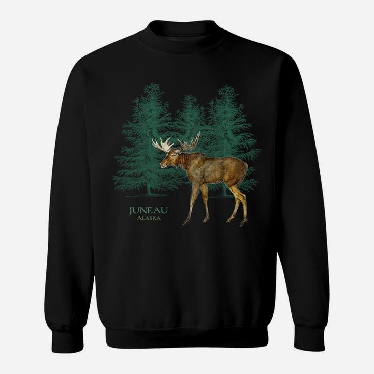 Juneau Alaska Moose Lovers Trees Vintage-Look Souvenir Sweatshirt Sweatshirt