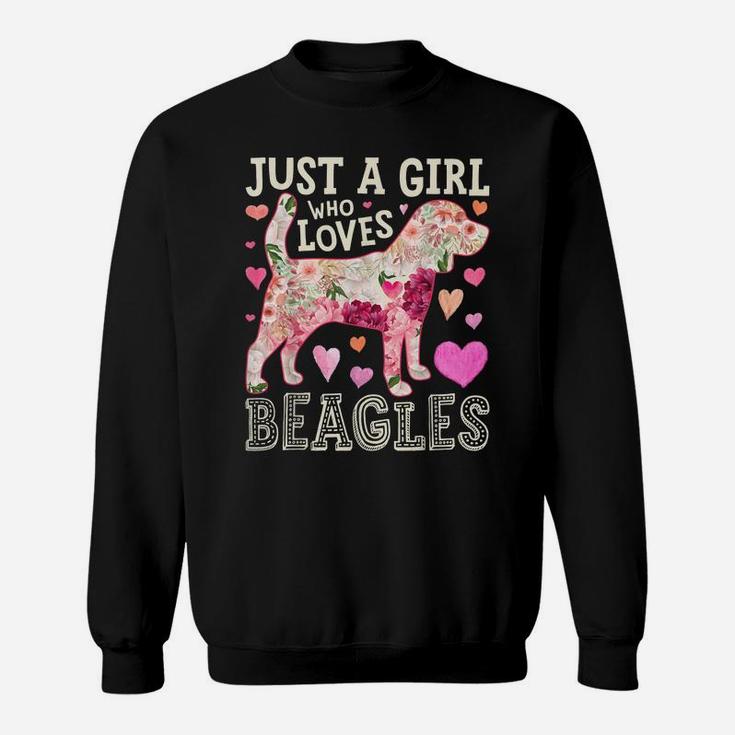 Just A Girl Who Loves Beagles Dog Silhouette Flower Gifts Sweatshirt