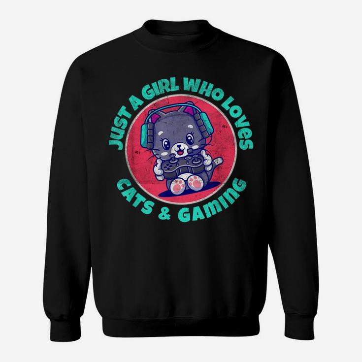 Just A Girl Who Loves Cats And Gaming Sweatshirt