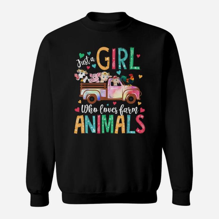 Just A Girl Who Loves Farm Animals Flower Floral Girl Farmer Sweatshirt