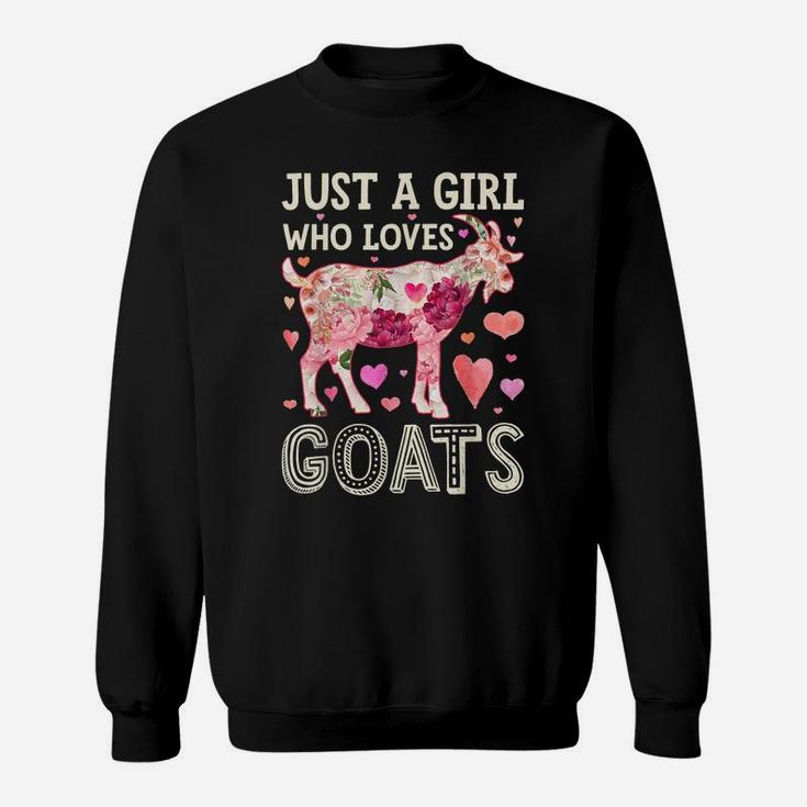 Just A Girl Who Loves Goats Funny Goat Silhouette Flower Sweatshirt