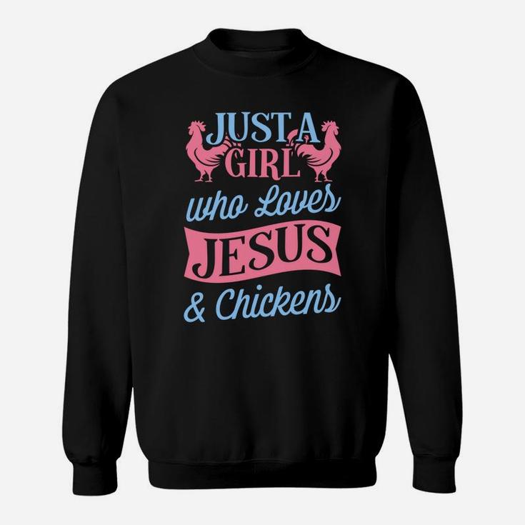 Just A Girl Who Loves Jesus And Chickens Christmas Gift Sweatshirt