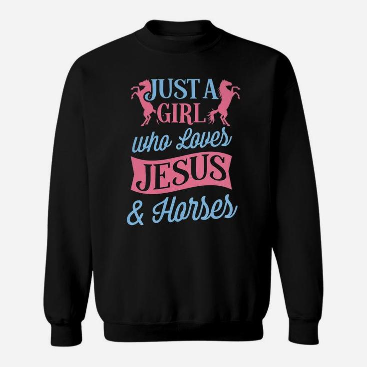 Just A Girl Who Loves Jesus And Horses Christmas Gift Sweatshirt