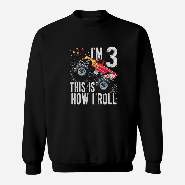 Kids 3 Year Old 3Rd Birthday Boy Monster Truck Car Sweatshirt