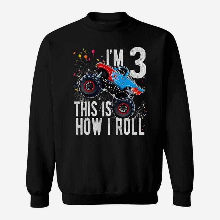 Kids 3 Year Old Shirt 3Rd Birthday Boy Monster Truck Car T Shirt Sweatshirt