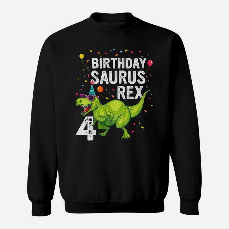 Kids 4 Year Old Birthday Boy Girl Dinosaur T Rex Family Matching Sweatshirt
