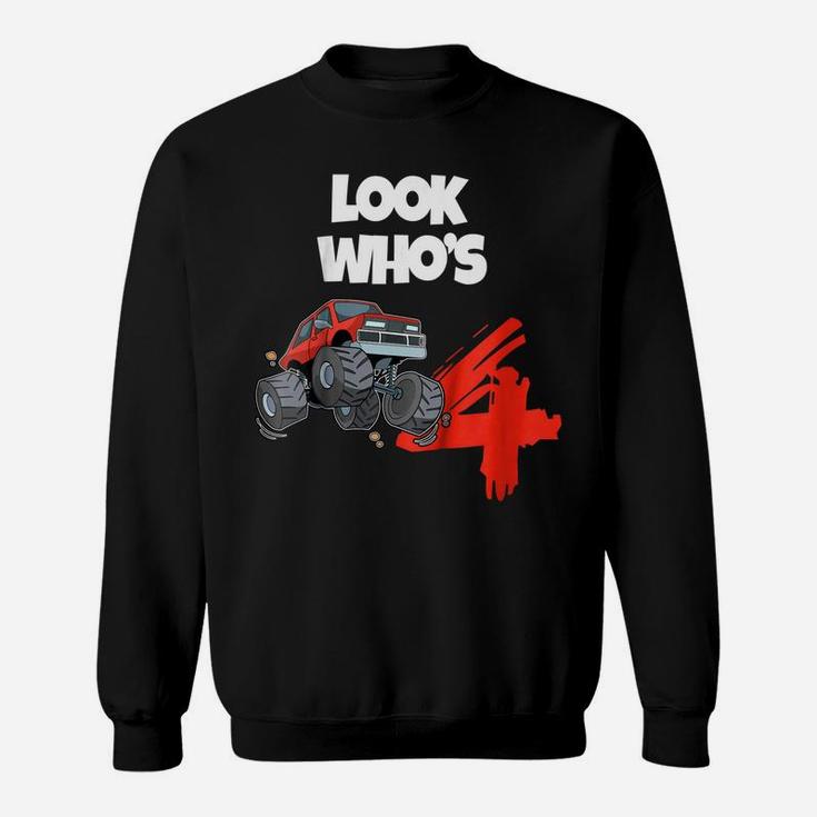 Kids 4Th Birthday Monster Truck T Shirt | 4 Year Old Boy Gift Sweatshirt