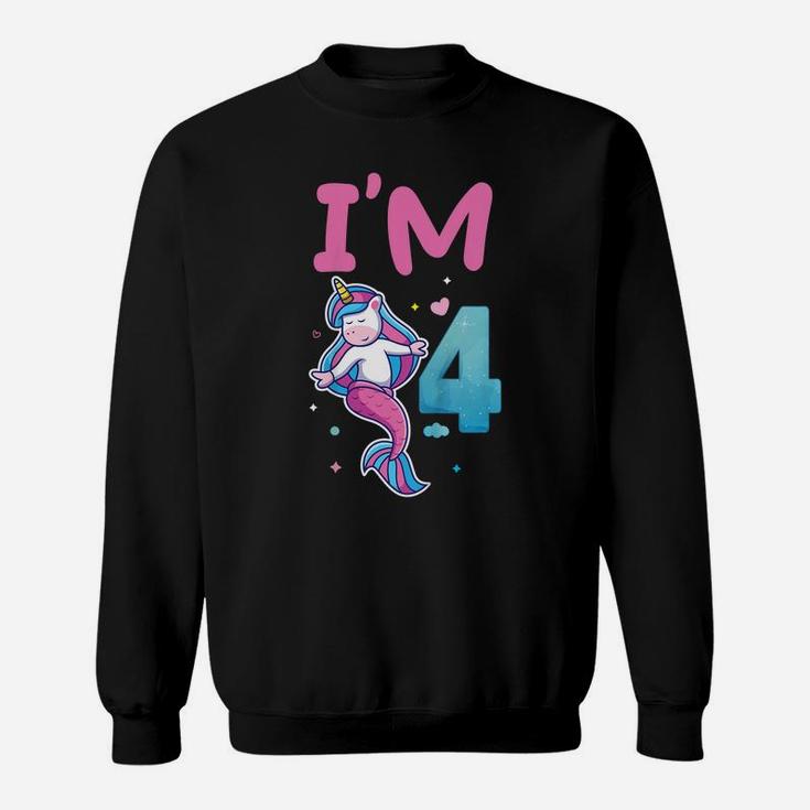 Kids 4Th Birthday Unicorn Mermaid Mermicorn Colorful Design Sweatshirt