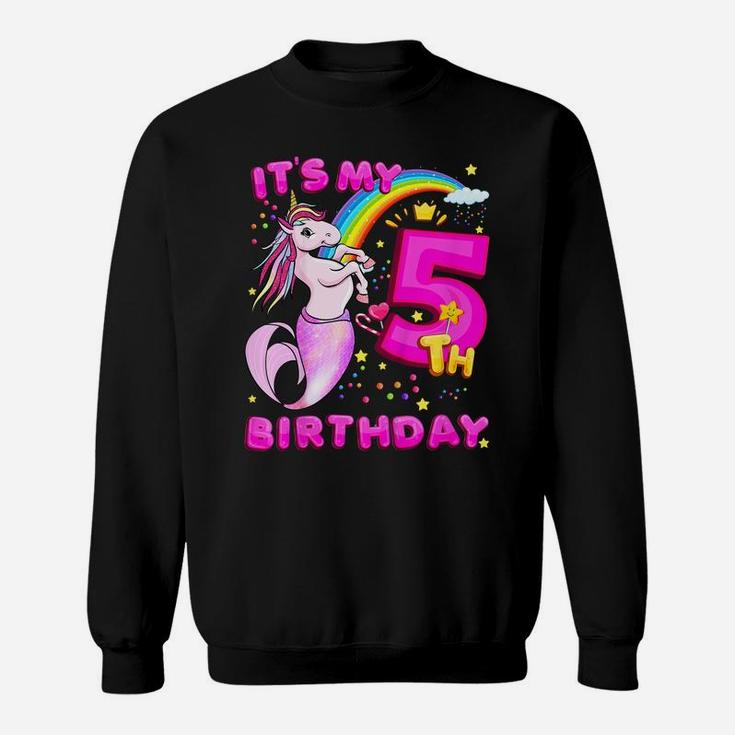 Kids 5Th Birthday Unicorn Mermicorn Daughter Mermaid Gift Sweatshirt