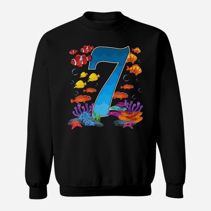 Kids 7 Year Old Under The Sea Birthday Ocean Fish Theme 7Th Gift Sweatshirt