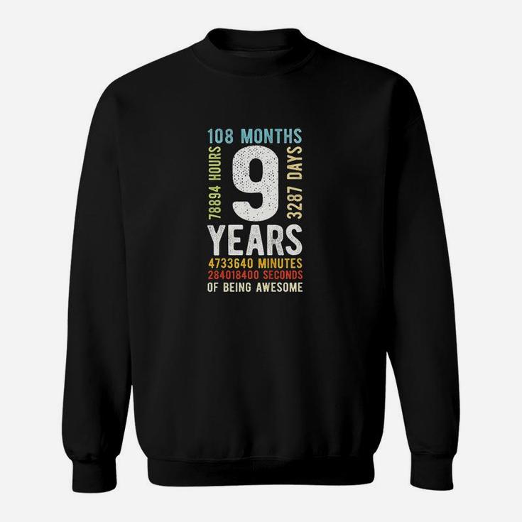 Kids 9Th Birthday 9 Years Old Vintage Retro 108 Months Sweatshirt