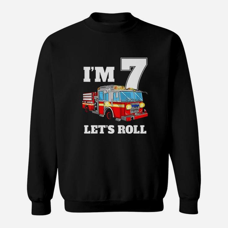 Kids Fire Truck 7Th Birthday Boy Firefighter 7 Year Old Sweatshirt
