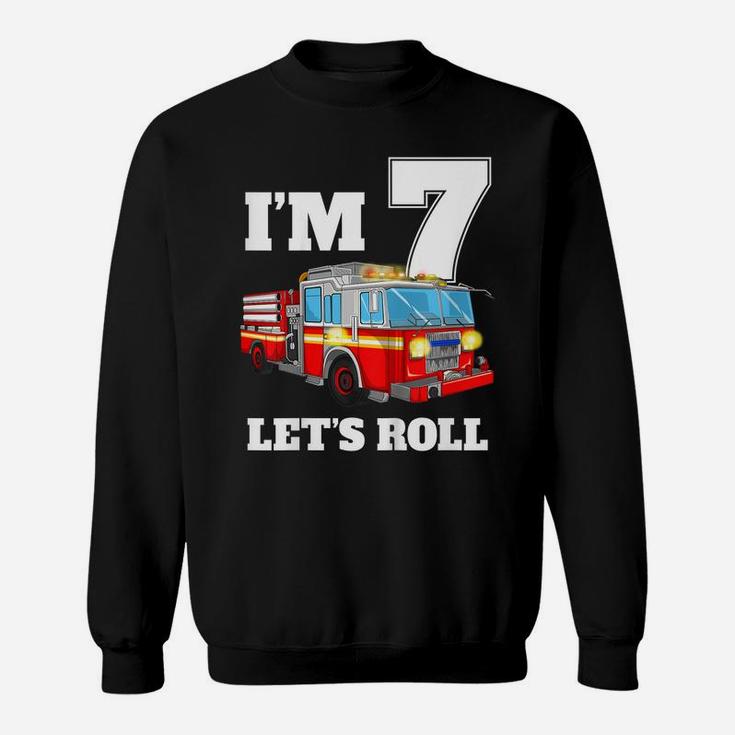 Kids Fire Truck 7Th BirthdayShirt Boy Firefighter 7 Year Old Sweatshirt