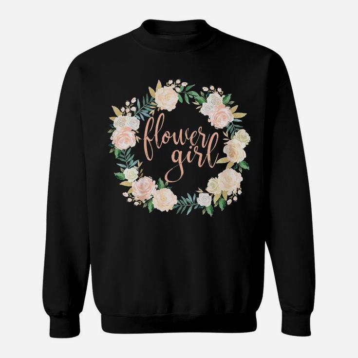 Kids Flower Girl  Blush Floral Wreath Wedding Sweatshirt