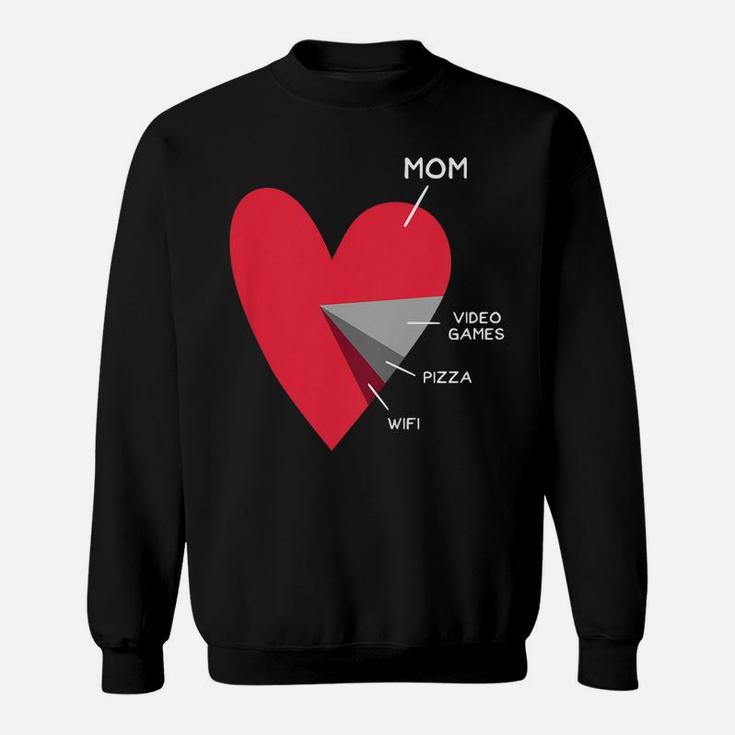 Kids Funny Heart Mom Video Games Pizza Wifi Valentines Day Sweatshirt