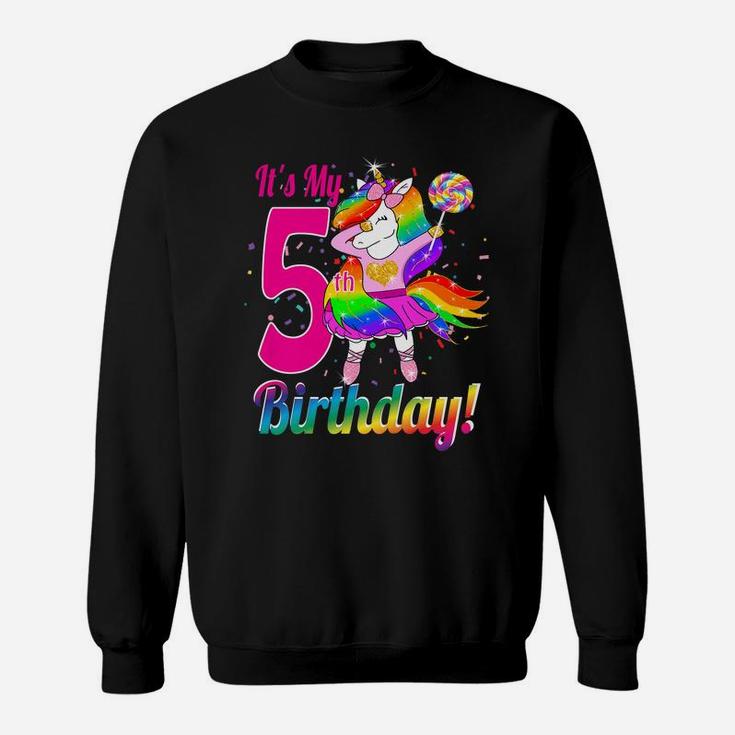 Kids Its My 5Th Birthday Unicorn Shirt 5 Year Old Girls Outfit Sweatshirt
