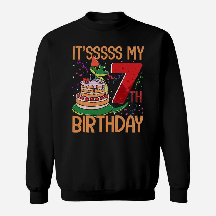 Kids It's My 7Th Birthday Funny Snake 7 Year Old Boys Girls Sweatshirt