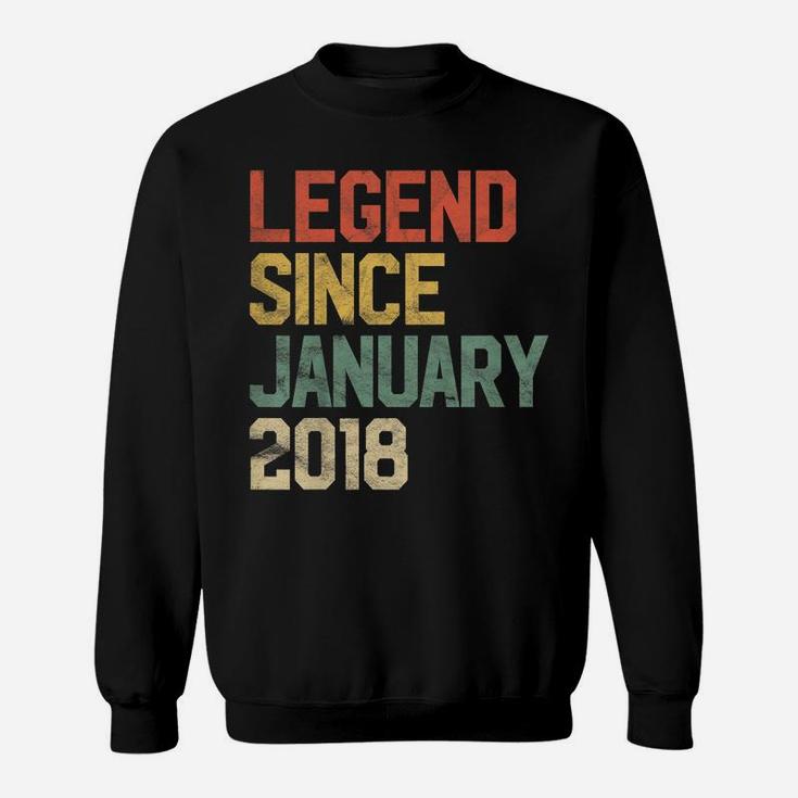 Kids Legend Since January 2018 3Rd Birthday Gift 3 Year Old Sweatshirt