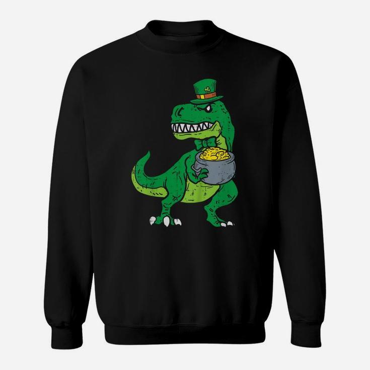 Kids Leprechaun Irish T-Rex Dinosaur St Patrick Day Boys Kid Gift Sweatshirt
