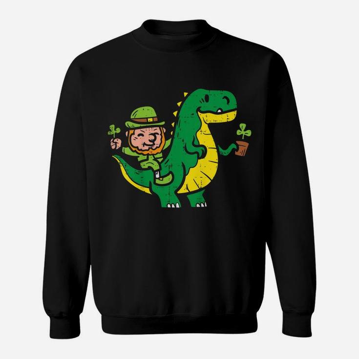Kids Leprechaun T-Rex Dinosaur Shamrock St Patrick Day Boys Gift Sweatshirt