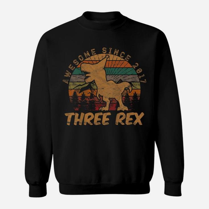 Kids Three Rex 3Rd Birthday Gifts Third Dinosaur 3 Year Old Sweatshirt