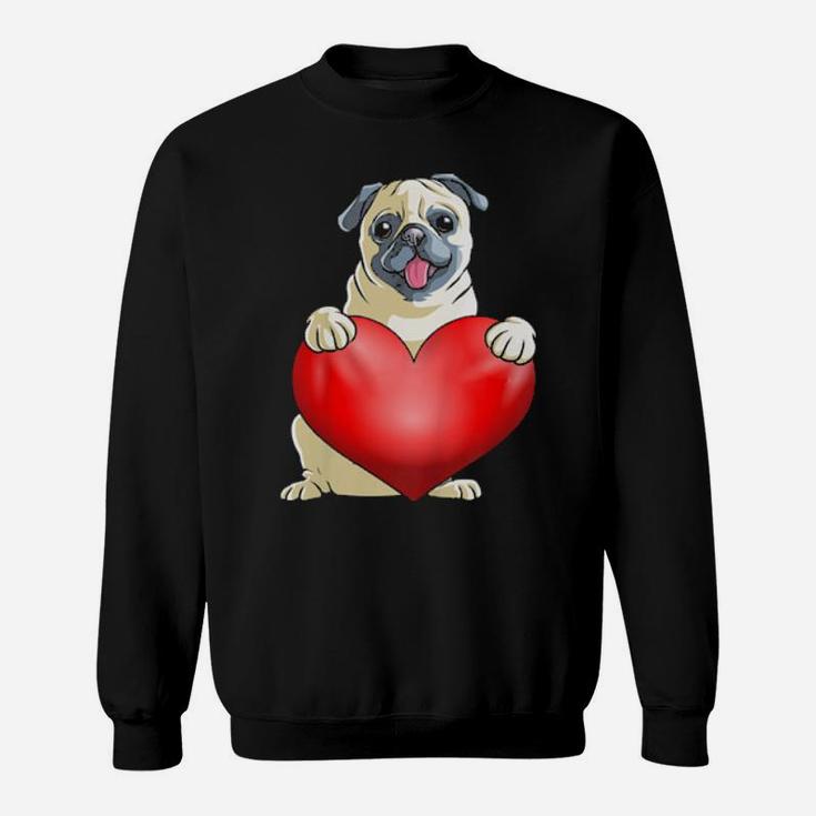 Kids Valentines Day Pug Sweatshirt