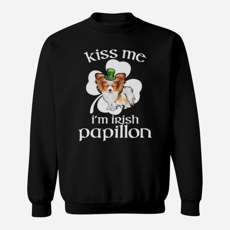 Kiss Me I'm Irish Papillon Dog Leprechaun Sweatshirt