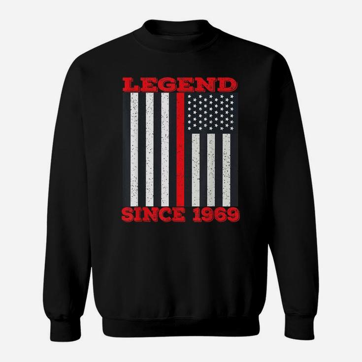 Legend Since 1969 50Th Birthday Thin Red Line Firefighter Sweatshirt